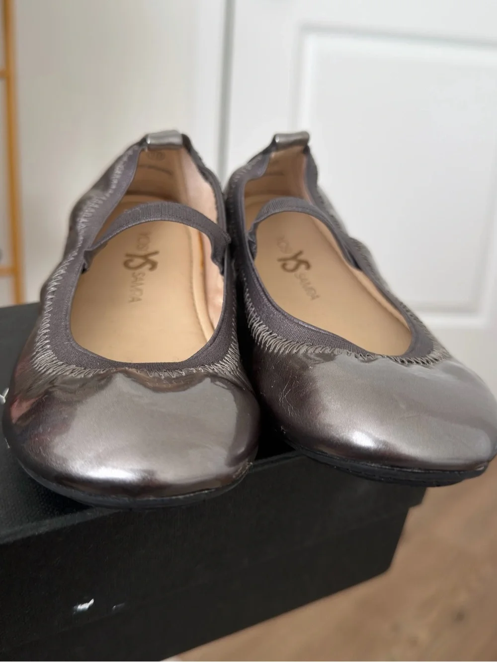 Yosi Samra Metallic Silver Gray Mary Jane Ballet Flats Size 10c Toddler Girl